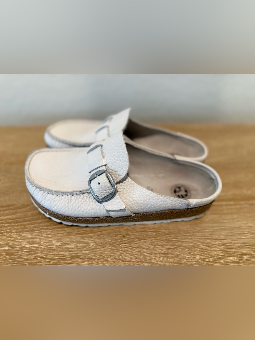 Birkenstock Buckley White Natural Leather Moccasins Clogs EU 36 US 5